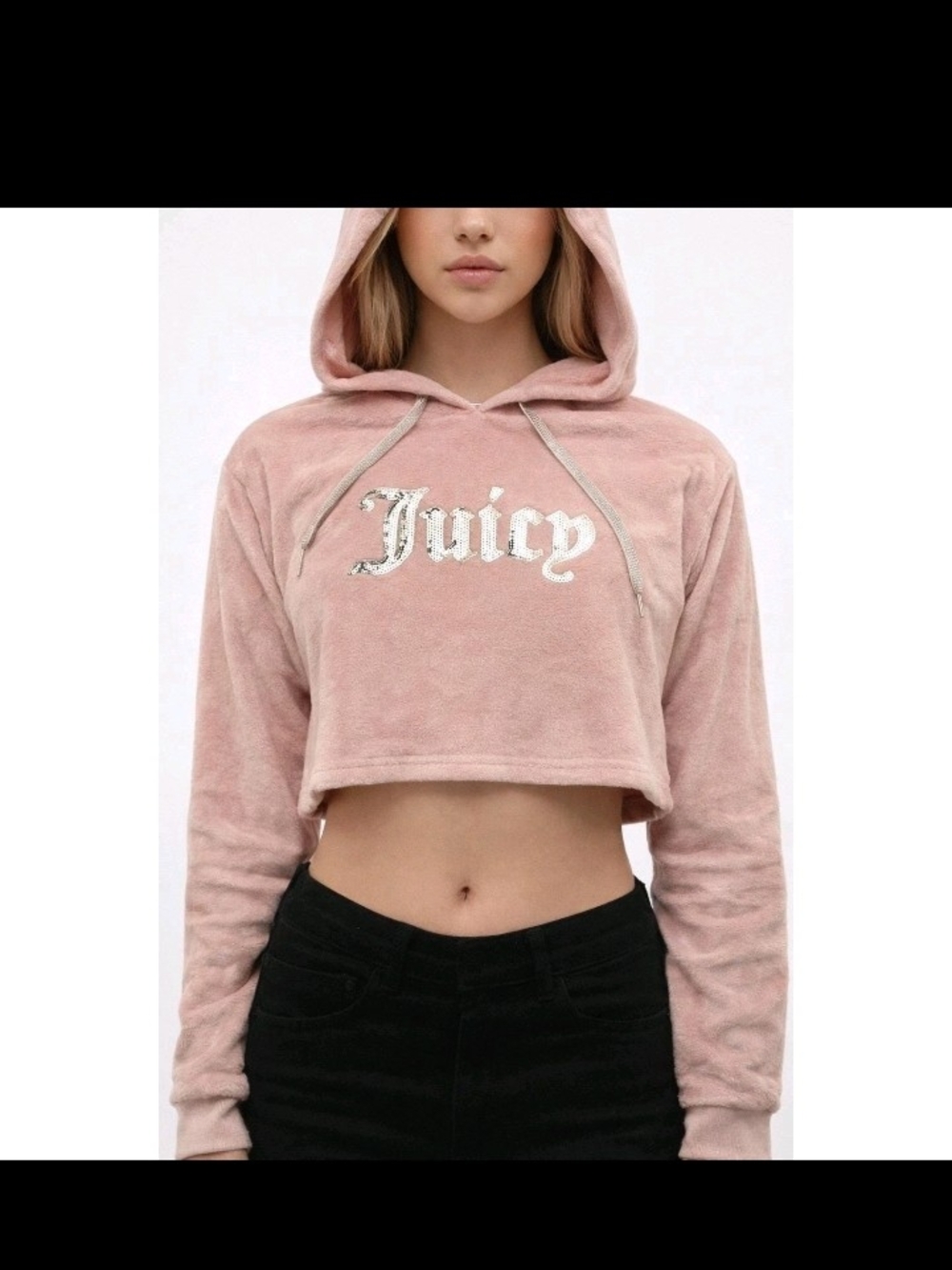 Juicy Couture Dusty Pink Plush Cropped Hoodie M